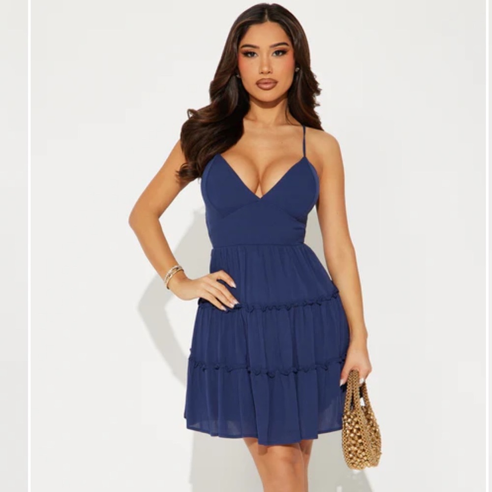Zya Tiered Mini Dress - Navy